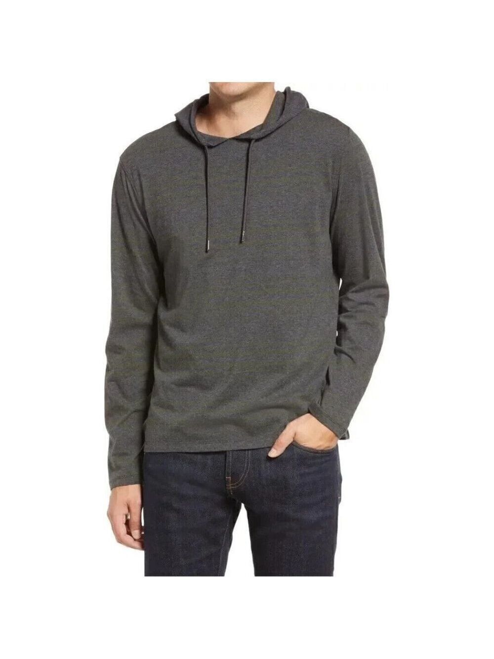 Robert Barakett "Talbert" stripe gray hoodie sz Xlarge Mens long sleeve top